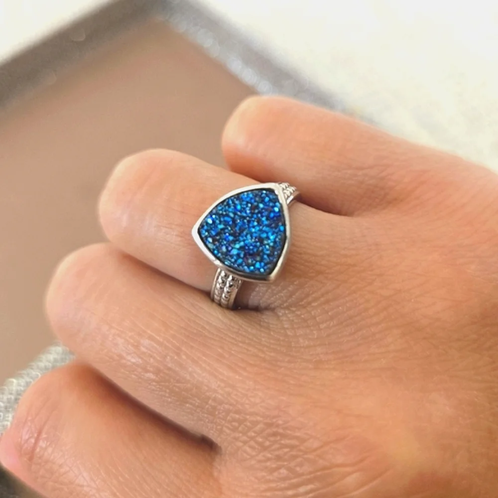 Sterling Silver Blue Druzy Ring